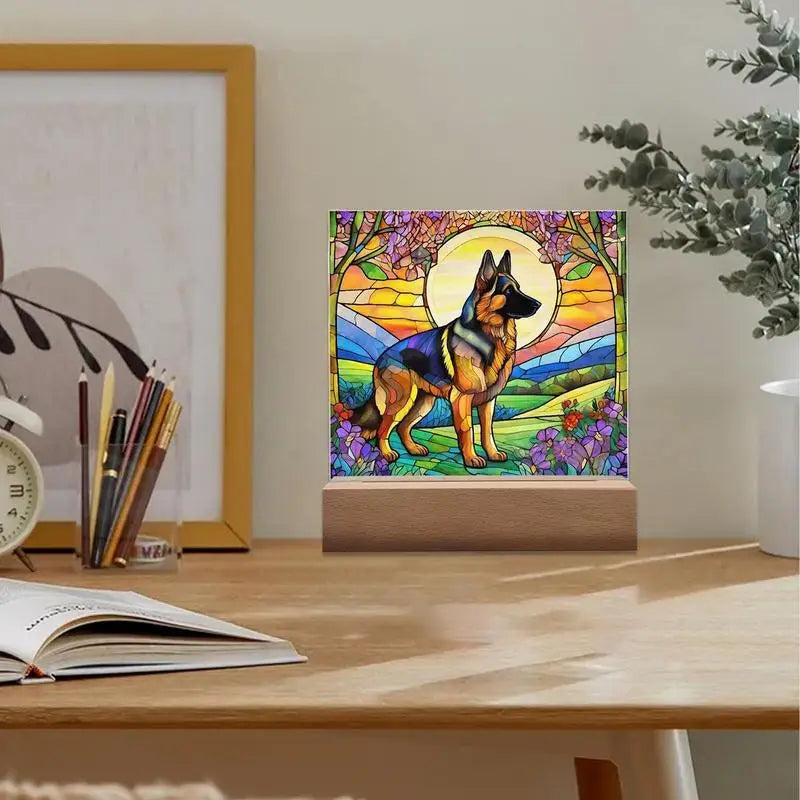 Stained Acrylic Dog Panel Decoration Sun Catcher Pet Memorial Decoration Sun Catcher Pet Memorial Decoration Handcrafted Dog Sun