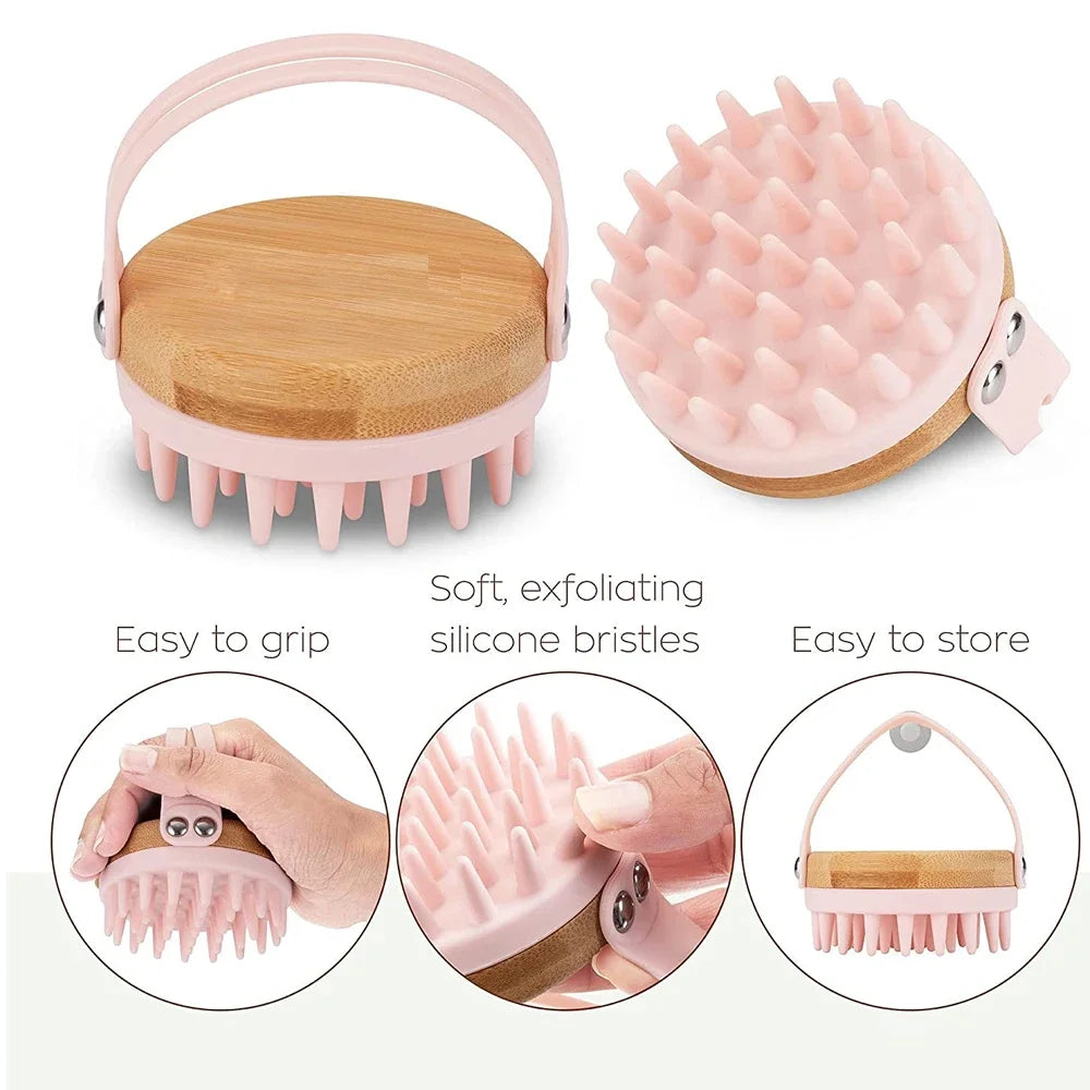 New Scalp Massager Brush Wooden Wet and Dry Hair Scalp Care Brush Brush Scalp Scrubber Exfoliator Body Massager