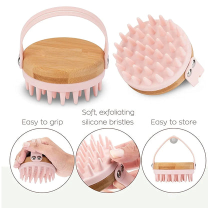 New Scalp Massager Brush Wooden Wet and Dry Hair Scalp Care Brush Brush Scalp Scrubber Exfoliator Body Massager