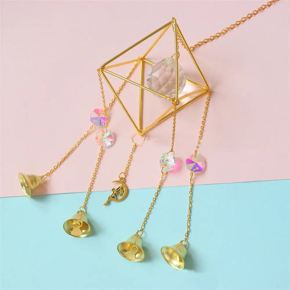 Star Moon Crystal Sun Catcher Bohemian Rainbow Maker Wind Chime  Home Outdoor Garden Hanging Ornament Window Decoration New In