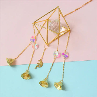 Star Moon Crystal Sun Catcher Bohemian Rainbow Maker Wind Chime  Home Outdoor Garden Hanging Ornament Window Decoration New In