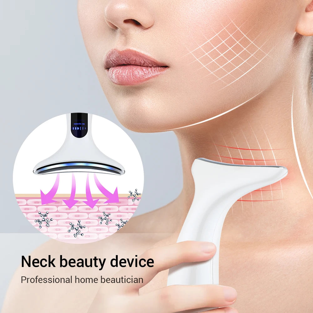 Neck Beauty Device EMS Microcurrent Chin Facial Lifting LED Firming Rejuvenation Anti Wrinkle Skin Care Face Massager