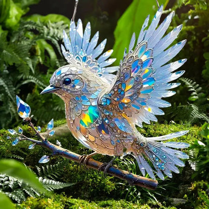 Bird Ornament Crystal Bluebird Stained Art Ornament Acrylic 2D Flat Sun Catcher Shiny Window Pendants Crystal Home Decor For
