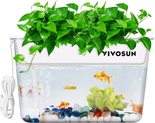 3-Gallon Aquaponic Fish Tank, Hydroponic Cleaning Tank for Freshwater Fish to Feed Plants and Plants Clean Tank