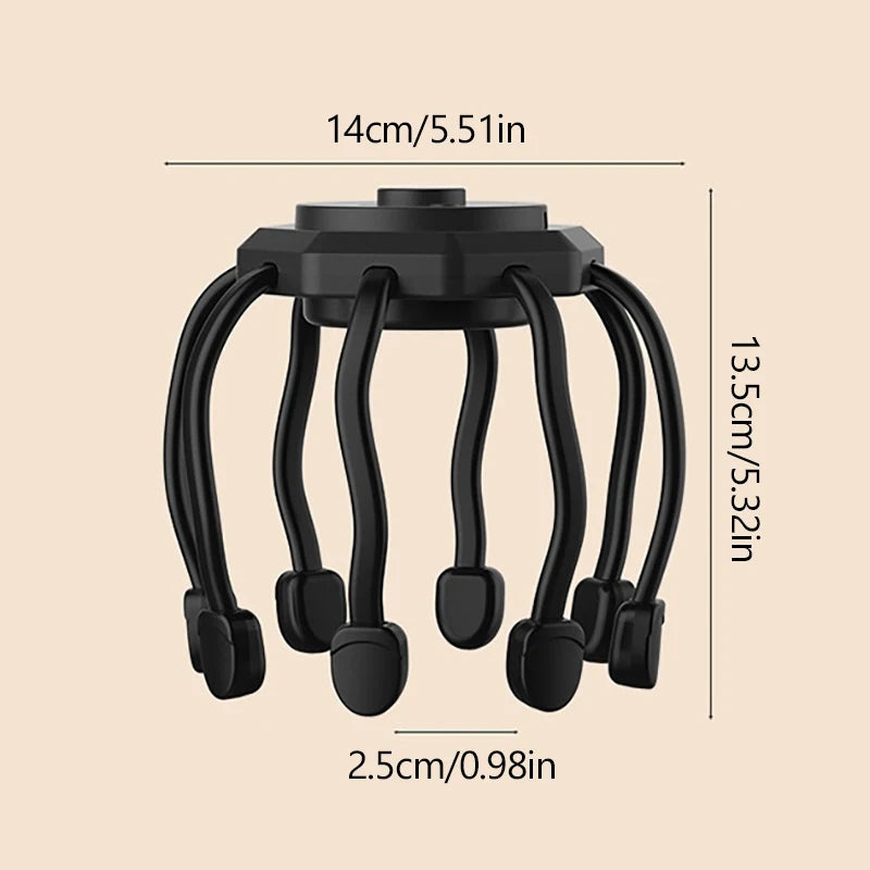 Electric Octopus Scalp Massager Hands-free 8 Claws Vibration Contacts 360 Degree 3 Modes Head Scratcher Massage Health Care