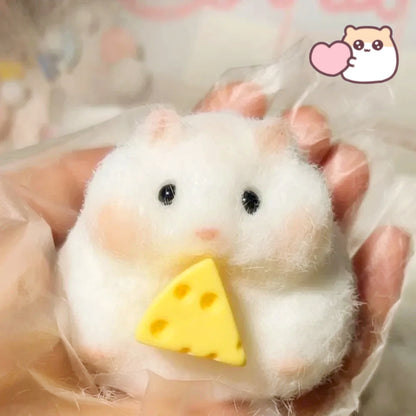Taba Squishy Toy Mushy Silicone Mochi Toy Fuzzy Cute Hamster Handmade NEW Fidget Toy Relief  Stress Relax Gift
