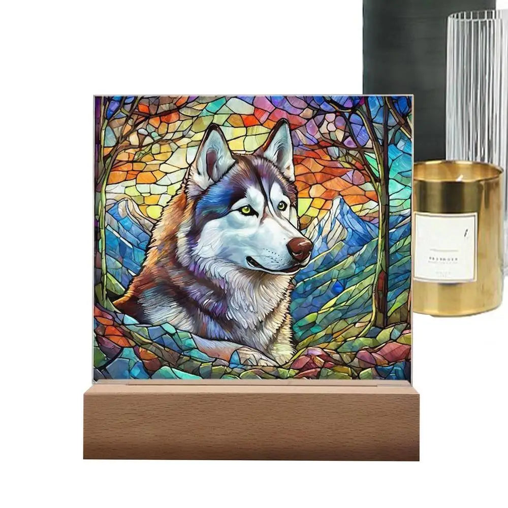 Stained Acrylic Dog Panel Decoration Sun Catcher Pet Memorial Decoration Sun Catcher Pet Memorial Decoration Handcrafted Dog Sun