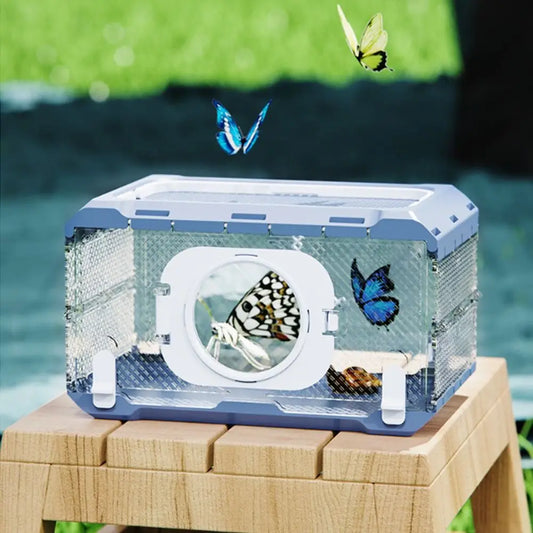 Folding Insect Observation Box Transparent Waterproof Portable Hamster Cage Wear Resistant Pet Observation Box for Outdoor
