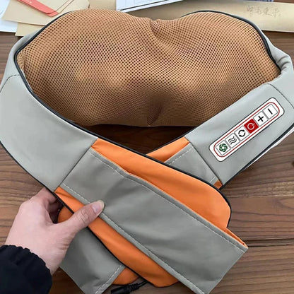 3D Kneading & Shiatsu Massage Shawl Pillow with Heat Therapy - Portable Neck Shoulder Back Massager for Home, Office Use - Relie