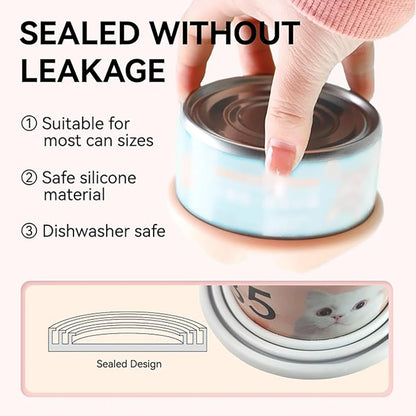 Pet Food Can Lid Silicone Universal Size Cat/Dog Can Storage Lid Dishwasher Easy To Clean Reusable Fully Covered Sealed Fresh
