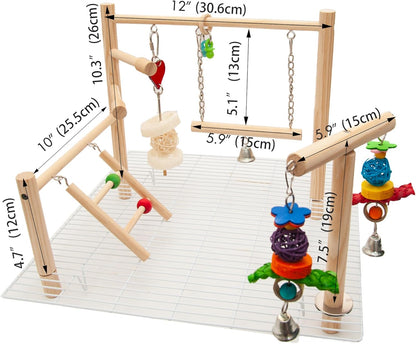 Small Bird Playground for Top of Cage Tree Bird Stands for Parrots Bird Play Ground - outside Bird Cage Toys - outside Bird Cage Accessories - Top Bird Cage Perch Cockatiel Playground (White, Small)