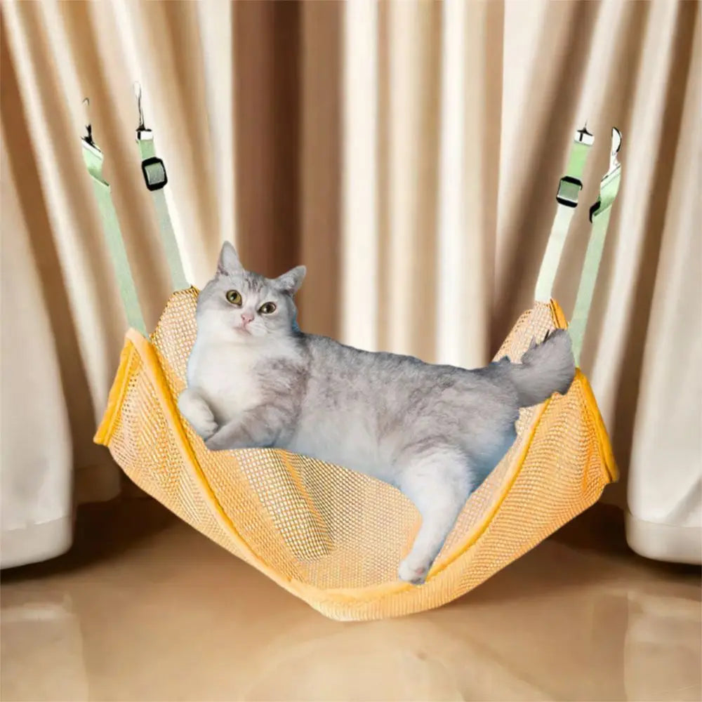 Cats Accessories Breathable Cat Hanging Hammock Soft with Adjustable Straps Cats Mesh Hammock Durable Pet Cage Hammock Balcony