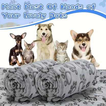 Warm Fluffy Dog Blanket Paw Pattern Soft Pet Calming Blanket Large Size Washable Cat Cover Blanket Puppy