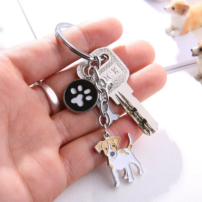 Jack Russell Terrier Keychain For Women Men Bulldog Shepherd Dog Pendant Key Ring Pet Jewerly Friends Christmas Gift llavero