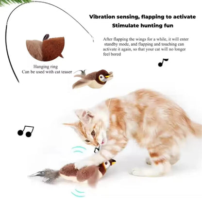 Hot Simulated Bird Cat Toy Interactive Toys Dog Rechargeable Chirping Flapping Bird(no Flying) Touch Activated Plush Pet Toy