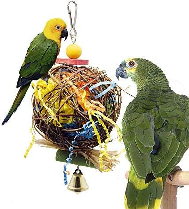 PINCHUANG 2 Pack Bird Chewing Toys Foraging Shredder Toy Parrot Cage Shredder Toy Foraging Hanging Toy for Cockatiel Conure African Grey Amazon