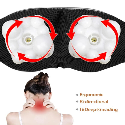 3D Kneading & Shiatsu Massage Shawl Pillow with Heat Therapy - Portable Neck Shoulder Back Massager for Home, Office Use - Relie