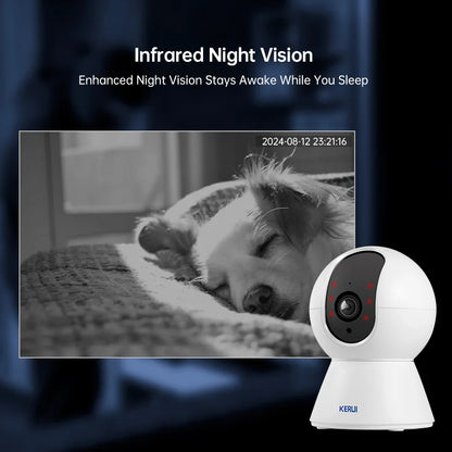 KERUI WiFi IP Pets Camera Home Security Dog Cats Camera Tuya Smart 4K 8MP HD Video Night Vision Surveillance AI Alerts Mini Cam