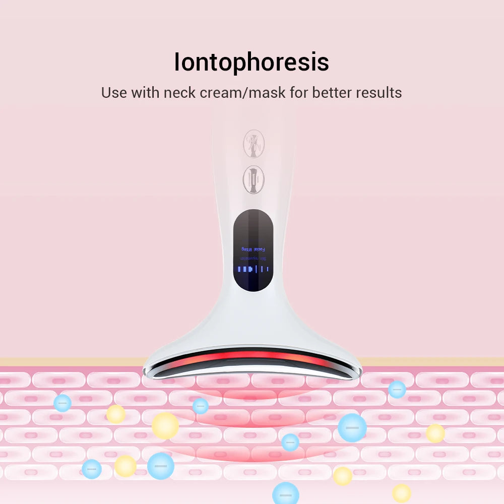 Neck Beauty Device EMS Microcurrent Chin Facial Lifting LED Firming Rejuvenation Anti Wrinkle Skin Care Face Massager