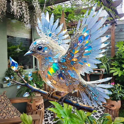 Bird Ornament Crystal Bluebird Stained Art Ornament Acrylic 2D Flat Sun Catcher Shiny Window Pendants Crystal Home Decor For