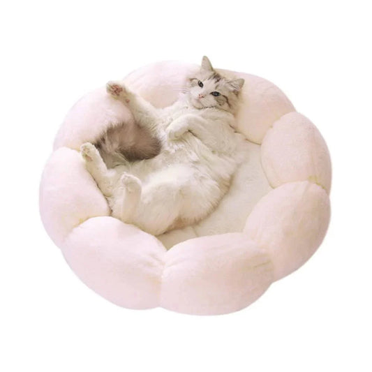 Orthopedic Round Plush Small Dog Cat Bed - Light Pink-0