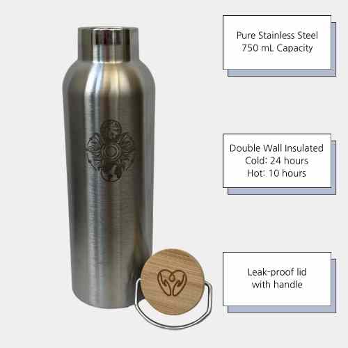 Pure Stainless Steel Double Wall Insulated Water Bottle-1